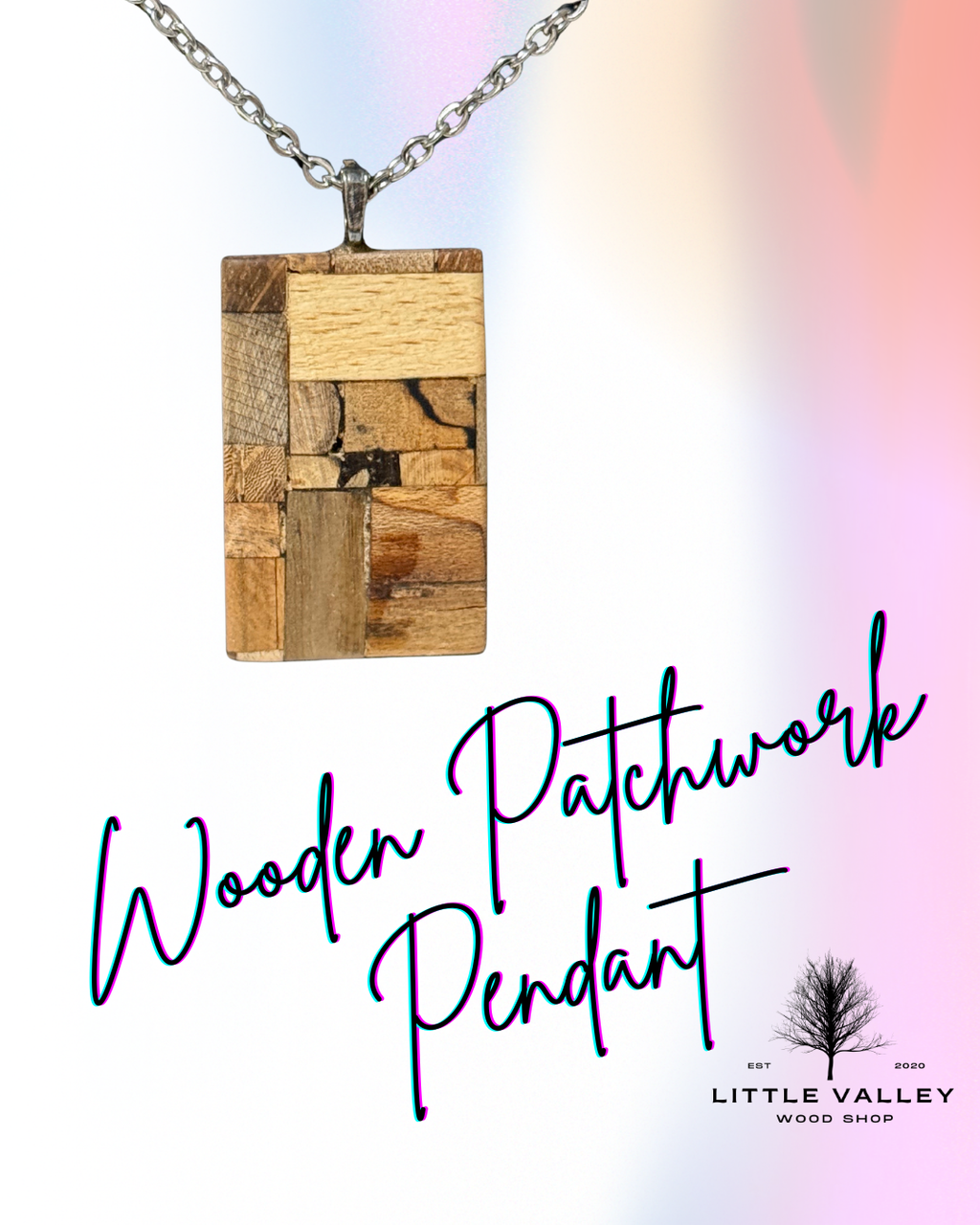 wood jewelry, Wooden Necklace Little Valley Wood Shop, Wooden earrings, nature jewelry, sustainable jewelry, necklace from reclaimed wood, recycled jewelry, wood design, small business, handmade jewelry, handmade necklace, wood working, wooden pendants, unique gifts, ecofriendly gifts, sustainable gifts, patchwork necklace, wood patchwork necklace pendant, wood patchwork design