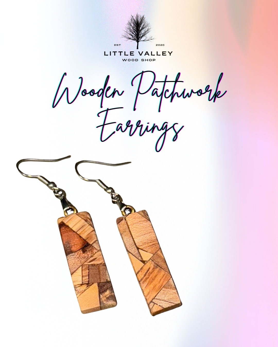 wood jewelry, Wooden Earrings Little Valley Wood Shop, Wooden earrings, nature jewelry, sustainable jewelry, earrings from reclaimed wood, recycled jewelry, patchwork wood design, small business, handmade jewelry, handmade earrings, wood working, wooden patchwork pendants, unique gifts, ecofriendly gifts, sustainable gifts