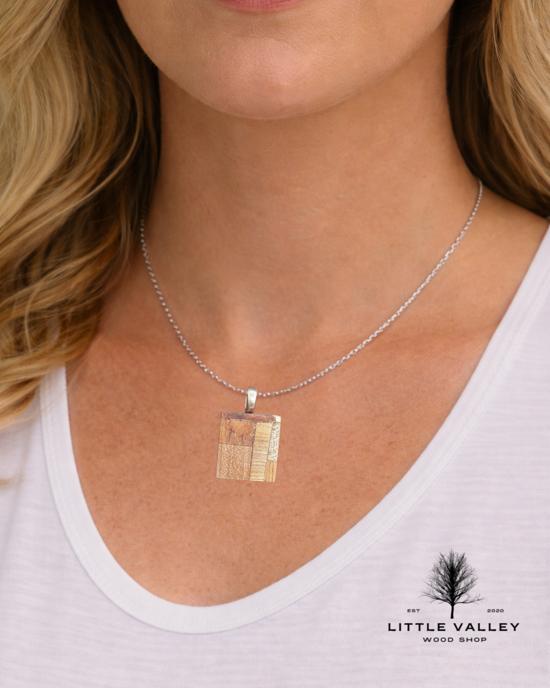 wood jewelry, Wooden Necklace Little Valley Wood Shop, Wooden earrings, nature jewelry, sustainable jewelry, necklace from reclaimed wood, recycled jewelry, wood design, small business, handmade jewelry, handmade necklace, wood working, wooden pendants, unique gifts, ecofriendly gifts, sustainable gifts, patchwork necklace, wood patchwork necklace pendant, wood patchwork design